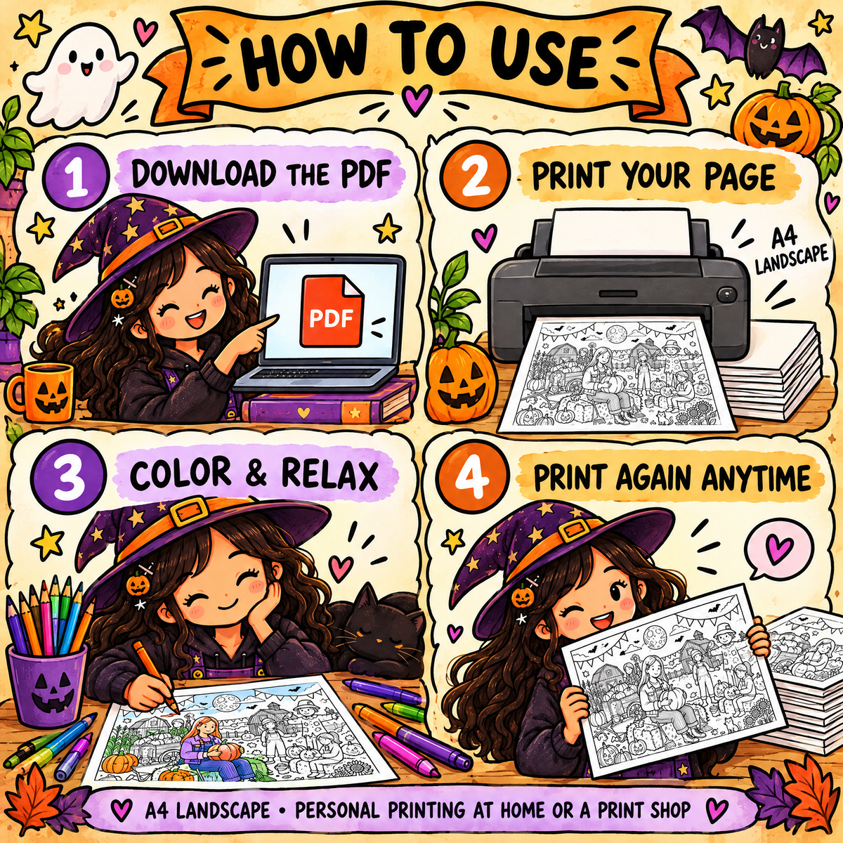 Dreamy Halloween Moments with Friends  A Coloring Book for Spooky Days and Cozy Nights