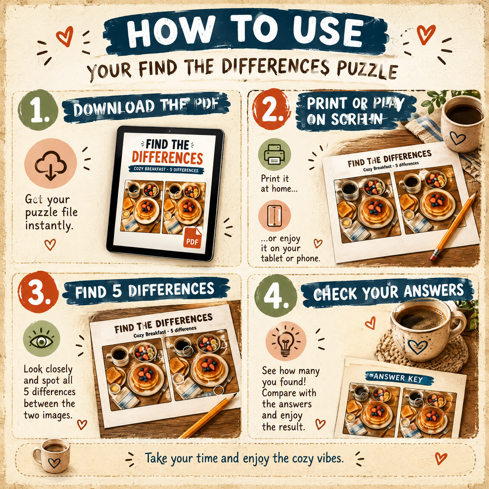 Find the Differences: Cozy Food Puzzle Book