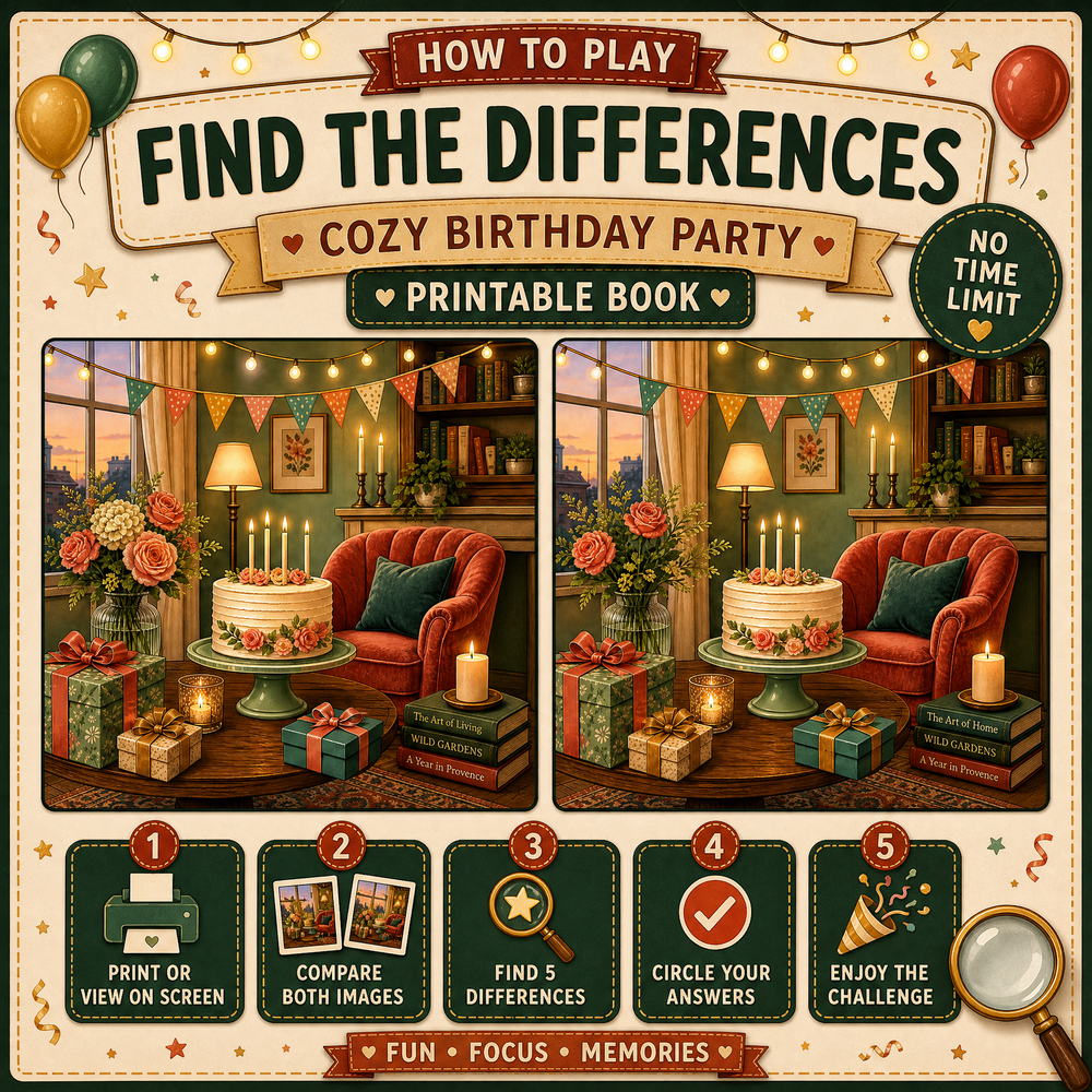 Find the Differences: Book of Games – Cozy Party Edition