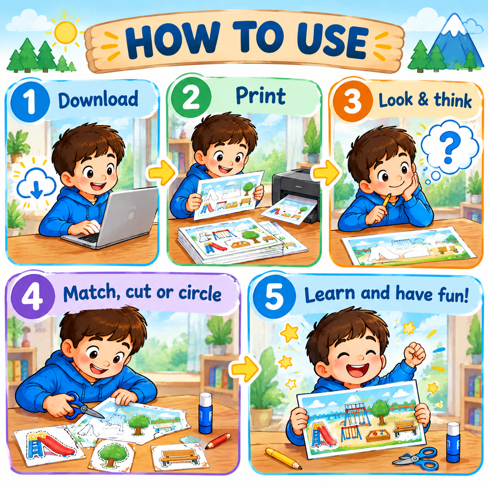 Kids in the Playground: 30 Fun Learning Games Printable PDF