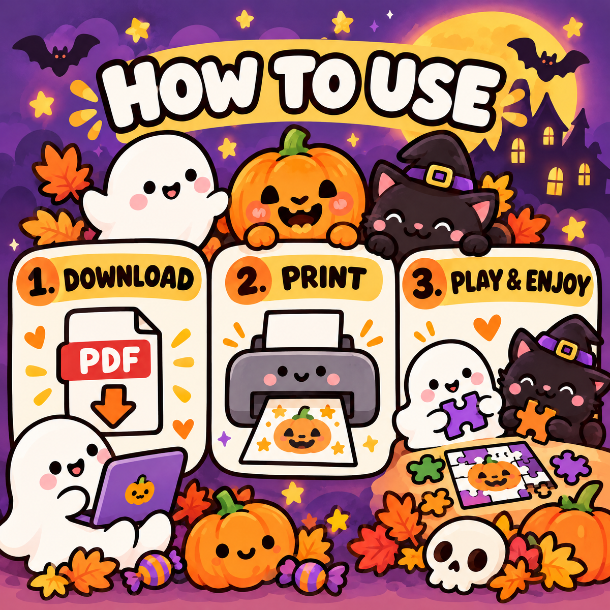 20 Games of Observation and Thinking  - Cozy Cutie Halloween Puzzles to Print and Play