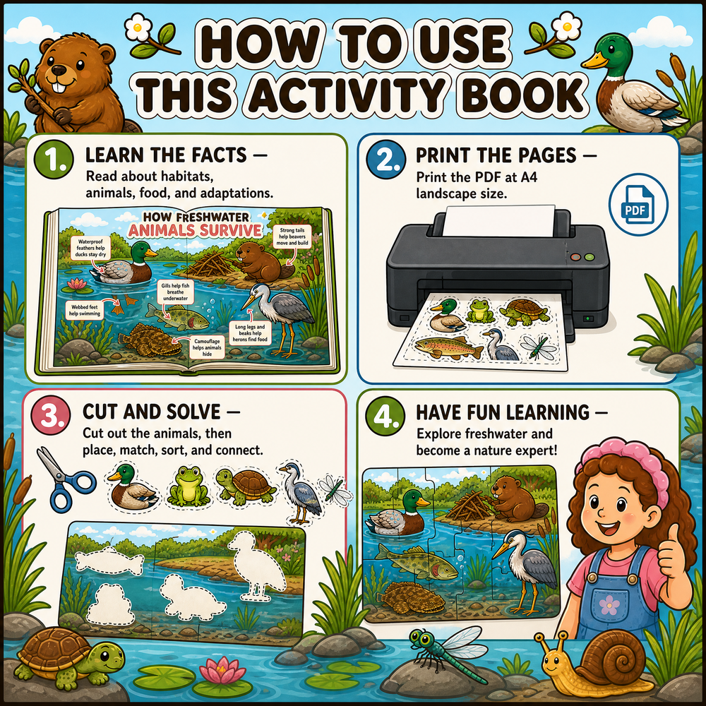 Freshwater Animals Educational Activity Book PDF