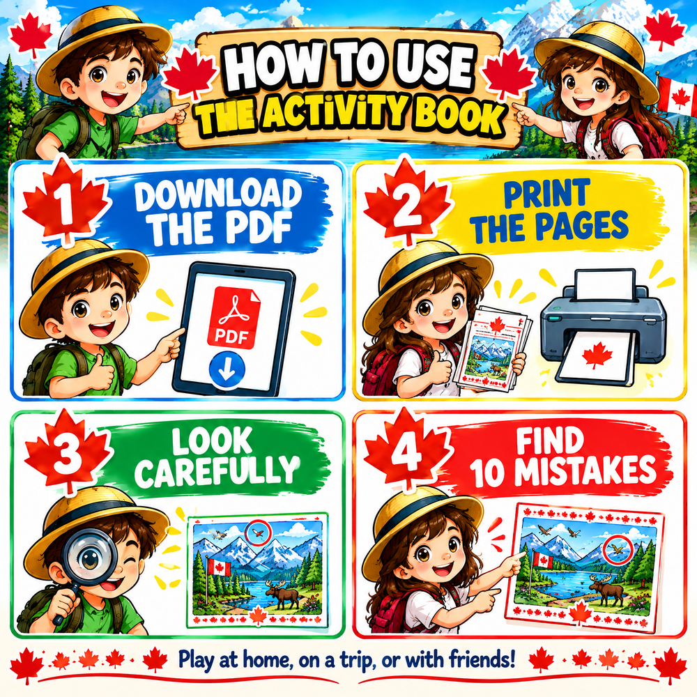 Explore Canada while searching for hidden anomalies - Printable PDF Activity Book