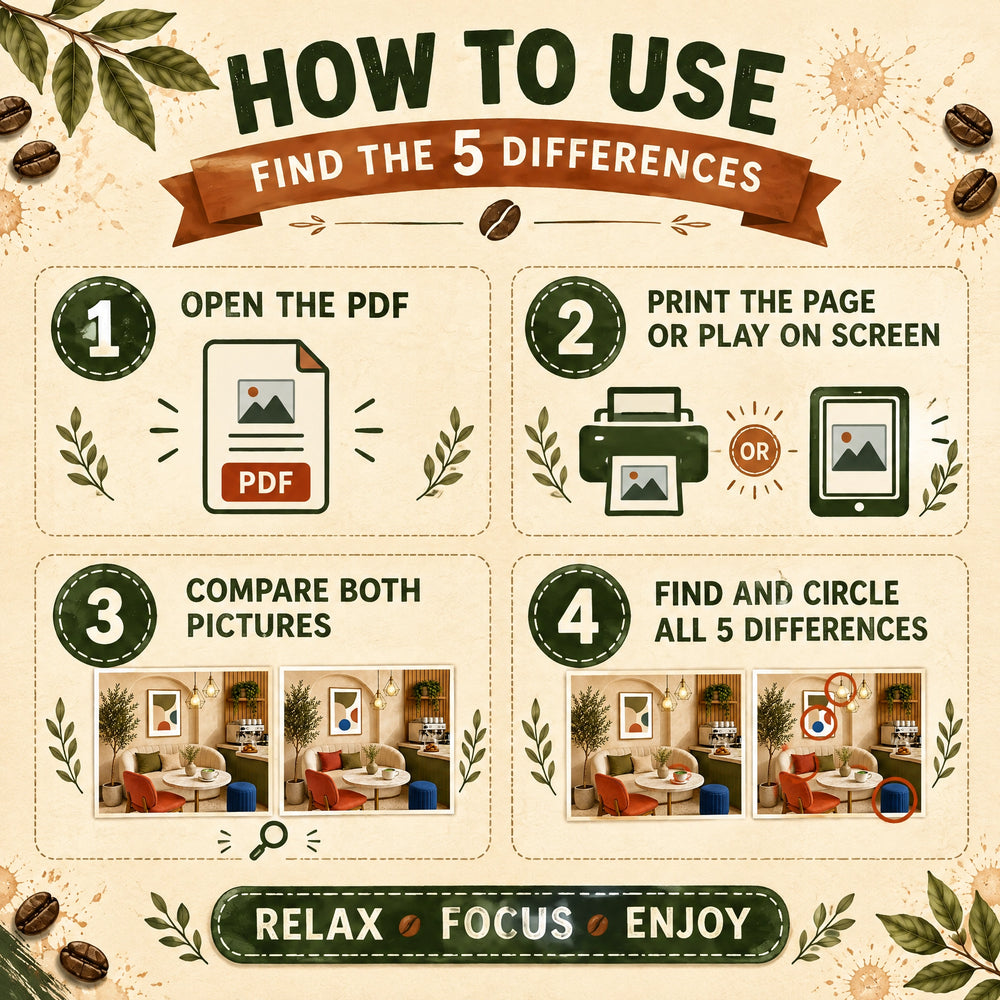 Find the Differences – Dreamy Café Edition Puzzle Book