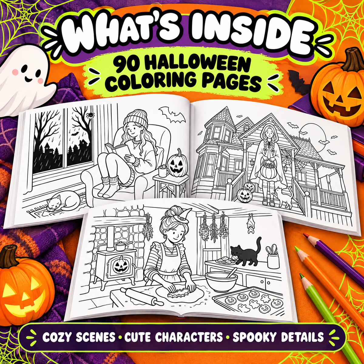Dreamy Vibe Halloween Coloring Book PDF  Cozy Spooky Fun for Every Coloring Lover!