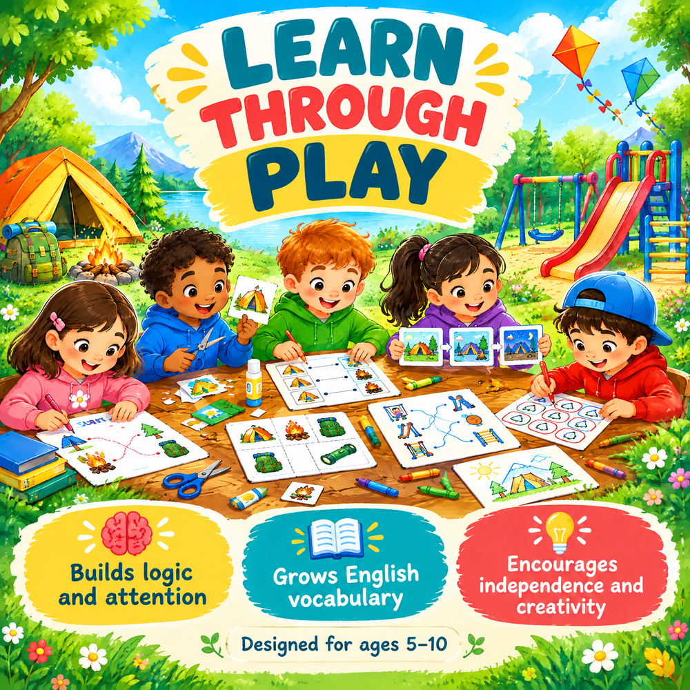 Kids in the Playground: 30 Fun Learning Games Printable PDF