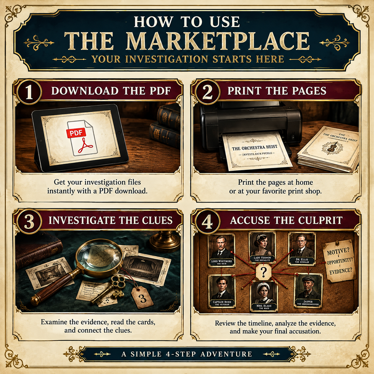The Mystery of the Vanishing Violin — Printable Detective Puzzle Book