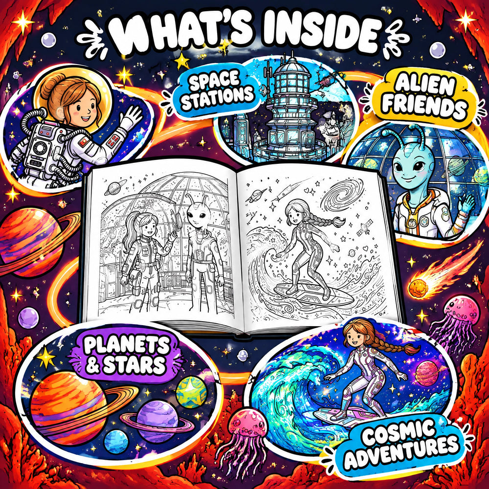 Dreamy Space Visits Kids Coloring Book for Kids  50 Pages