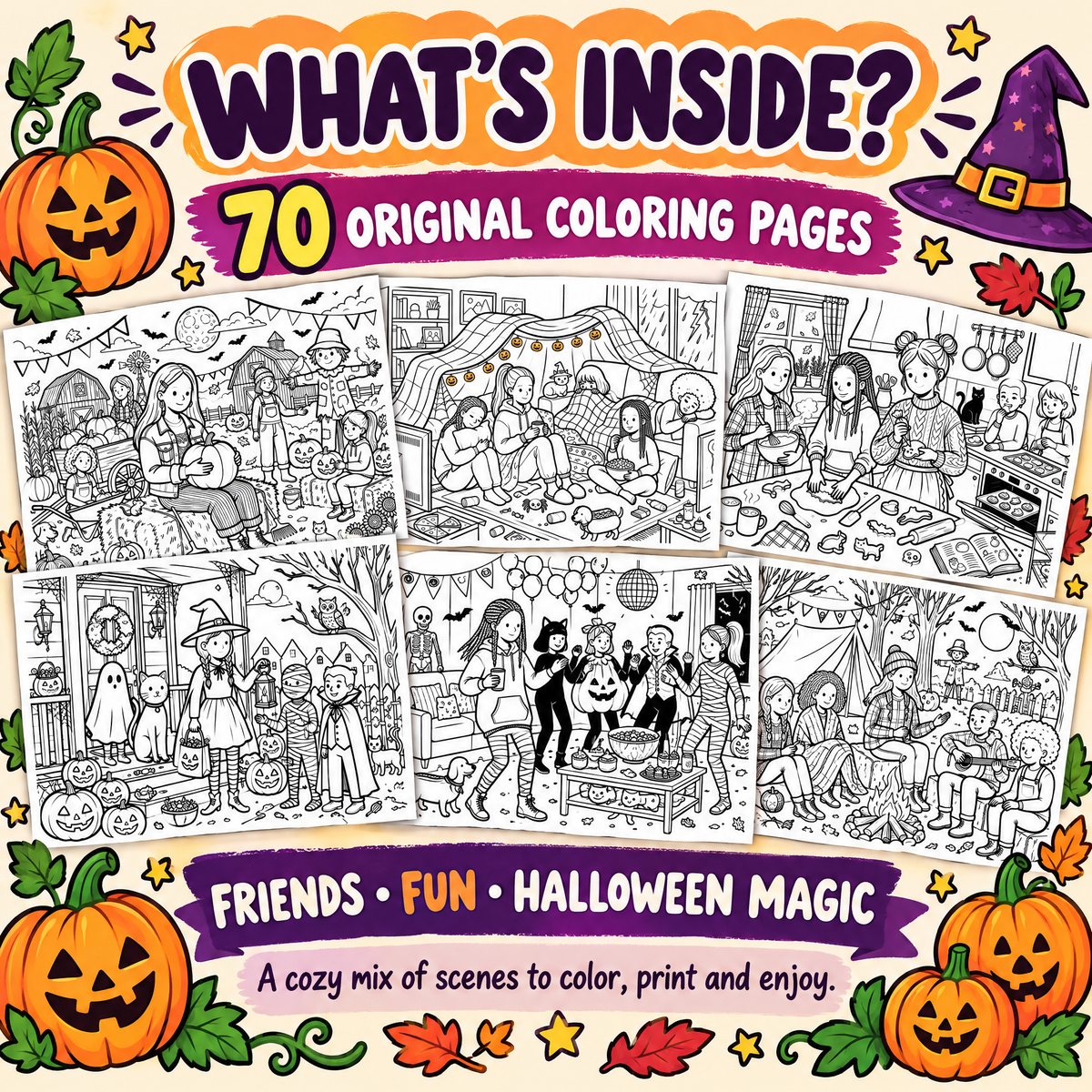 Dreamy Halloween Moments with Friends  A Coloring Book for Spooky Days and Cozy Nights