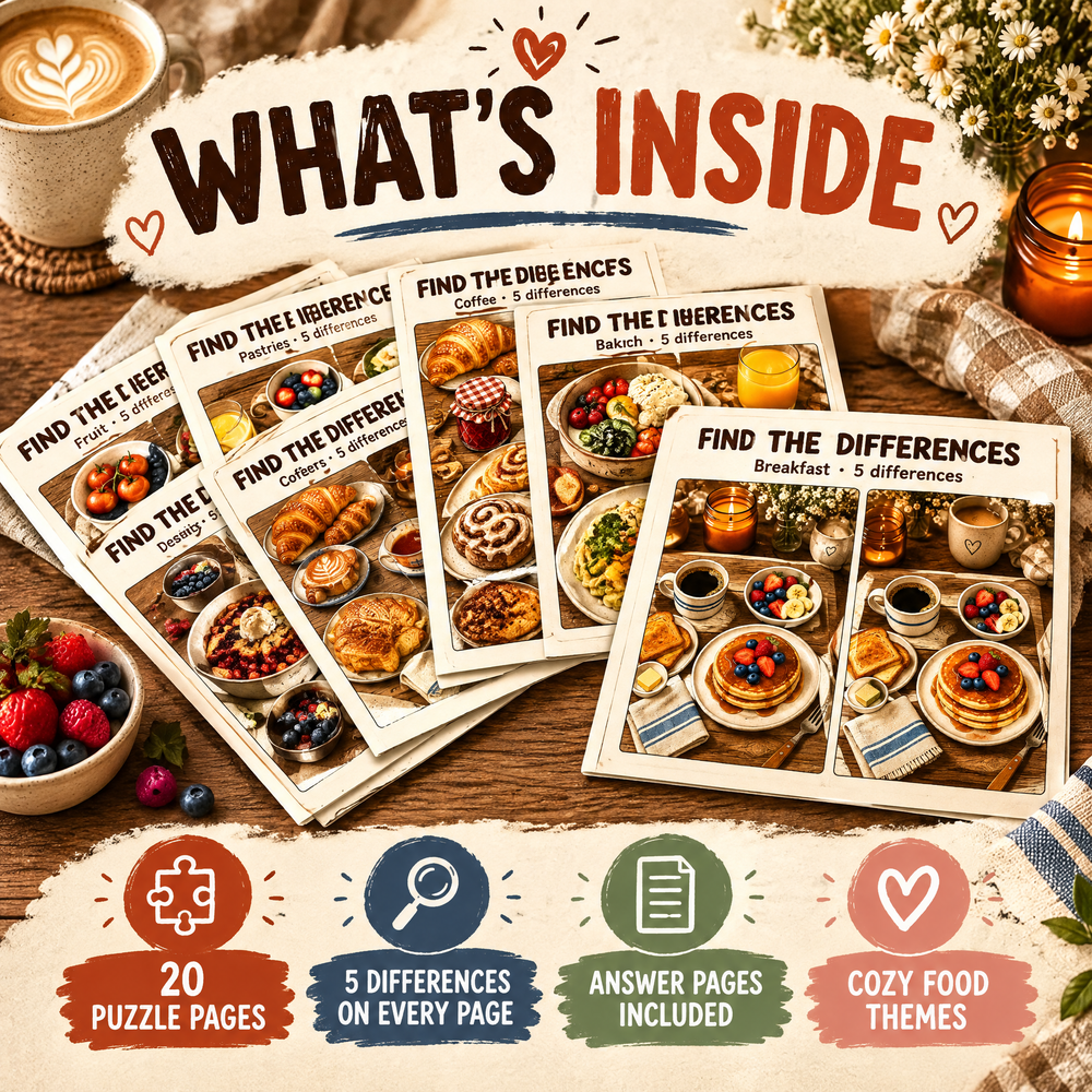 Find the Differences: Cozy Food Puzzle Book