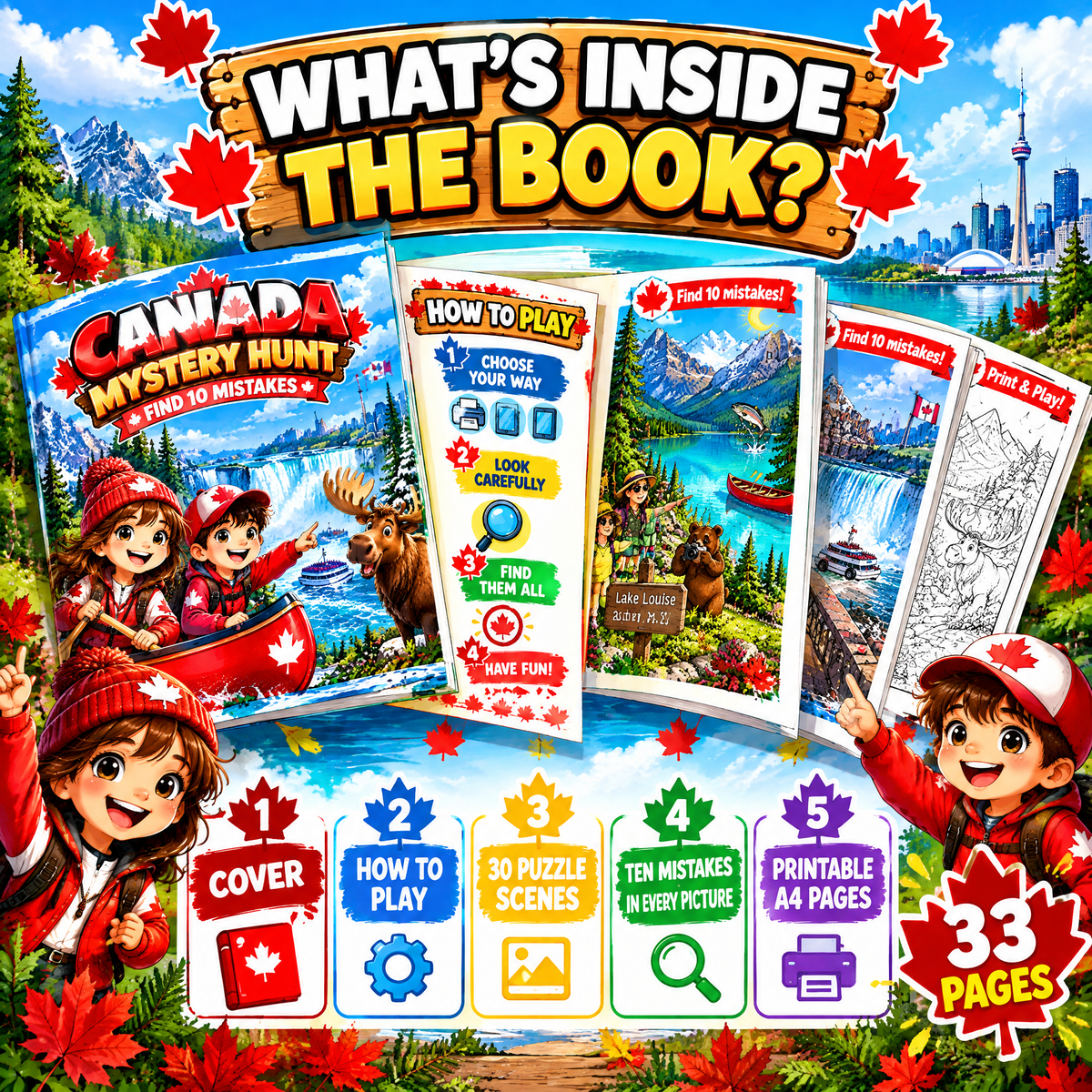 Explore Canada while searching for hidden anomalies - Printable PDF Activity Book