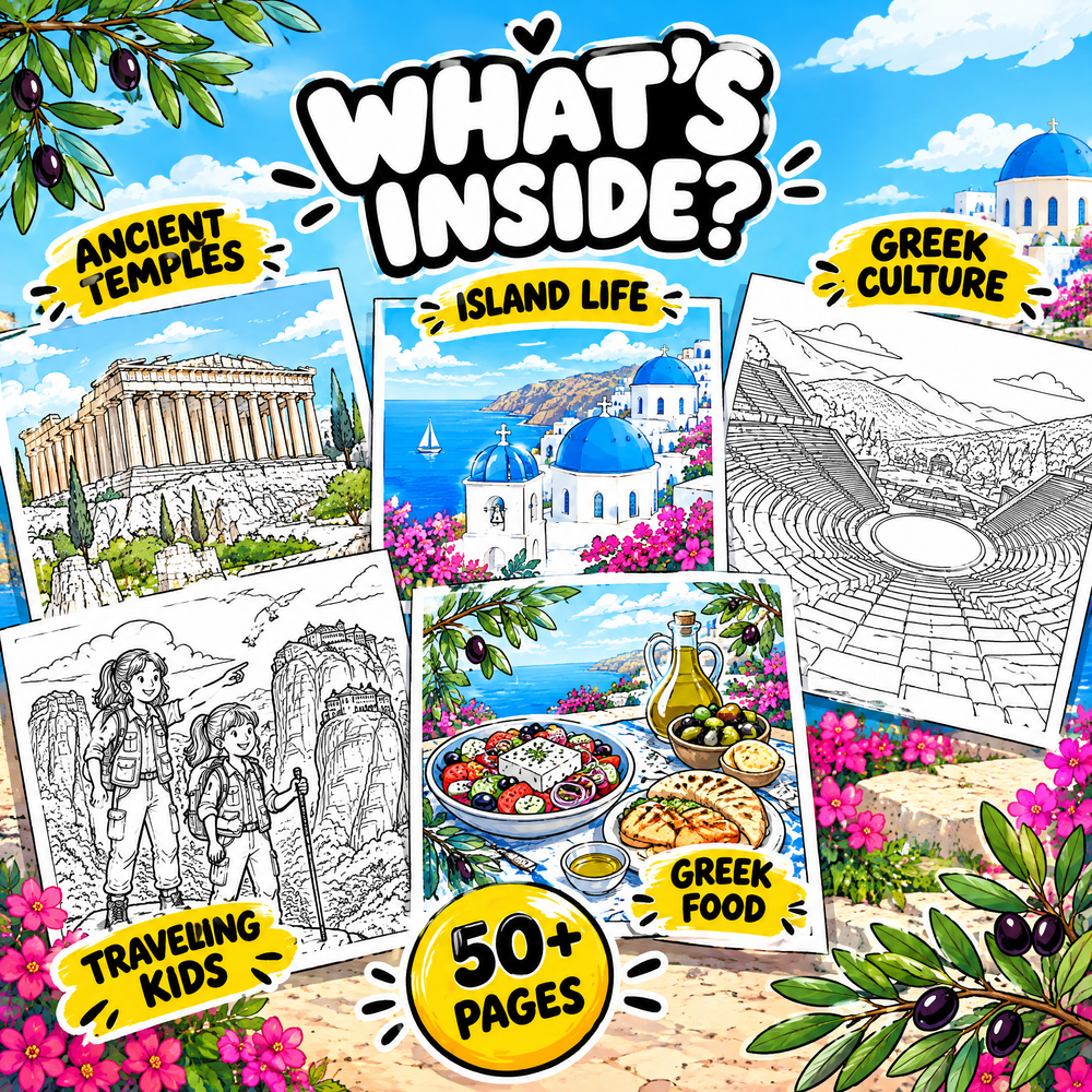 Dreamy Then Visit Greece — Coloring Book for Kids