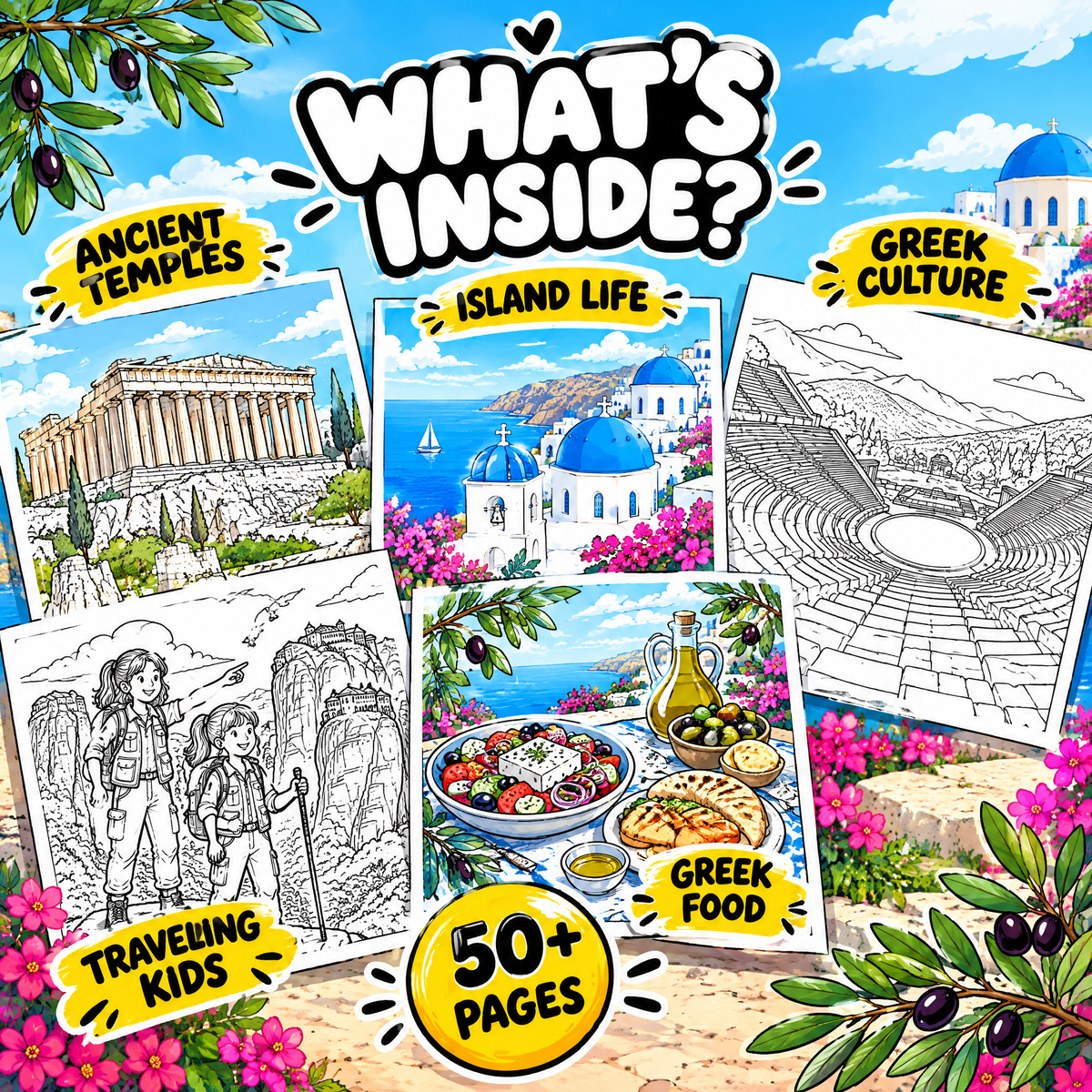 Dreamy Then Visit Greece — Coloring Book for Kids