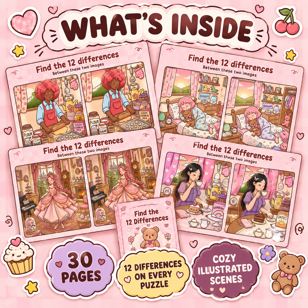 Find 12 Differences – Cozy Home Edition Puzzle Book