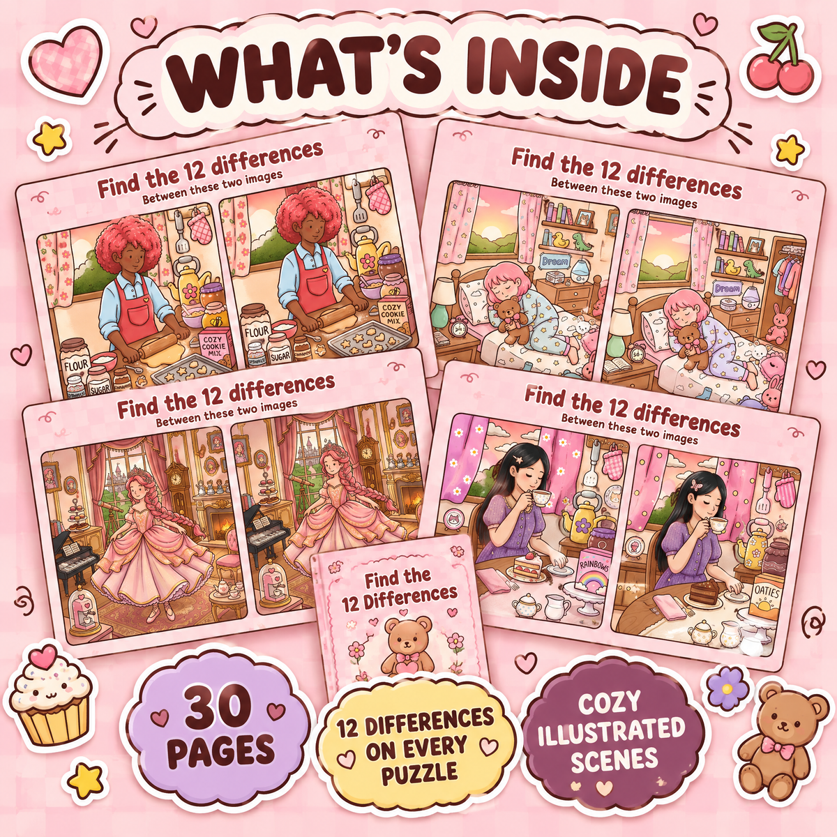 Find 12 Differences – Cozy Home Edition Puzzle Book