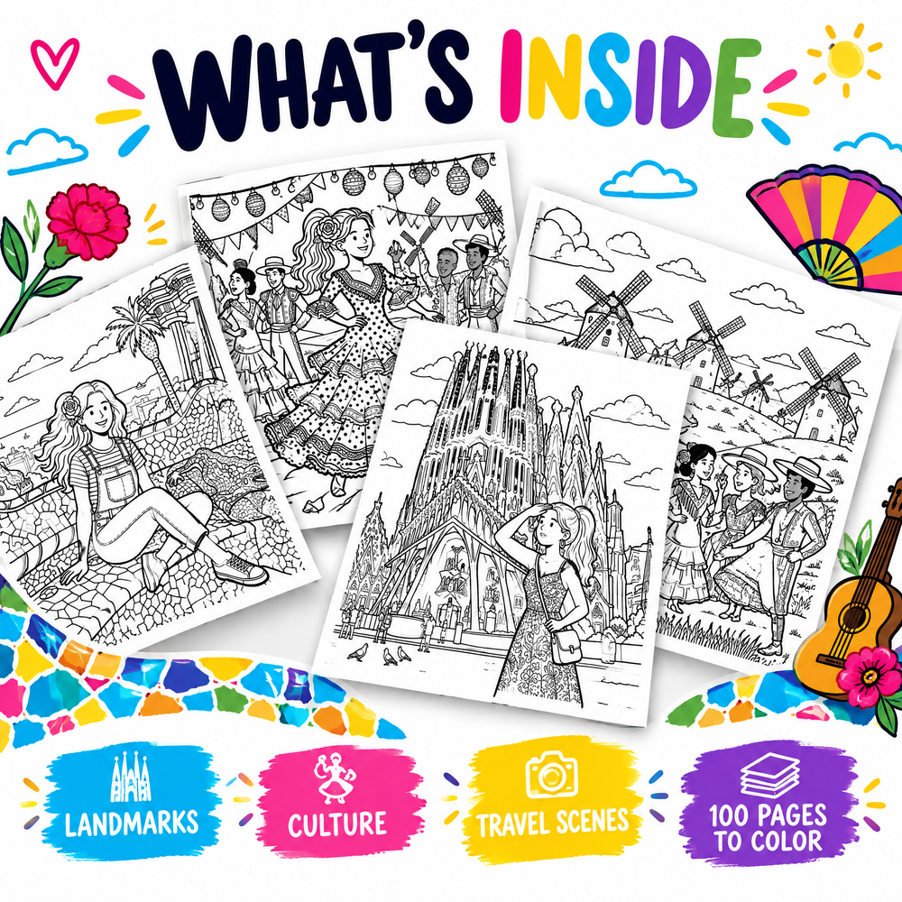 Visit Spain Dreamy – Colorful Spain Travel Coloring Book