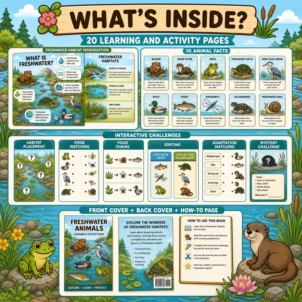 Freshwater Animals Educational Activity Book PDF