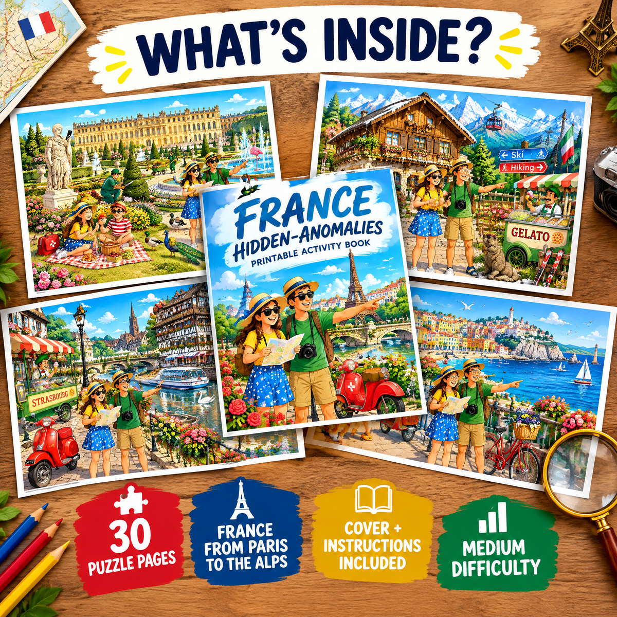 France Find the Mistakes – Printable Activity Book