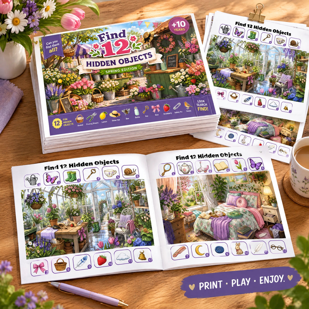 Find 12 Hidden Objects – Spring Edition Puzzle Book
