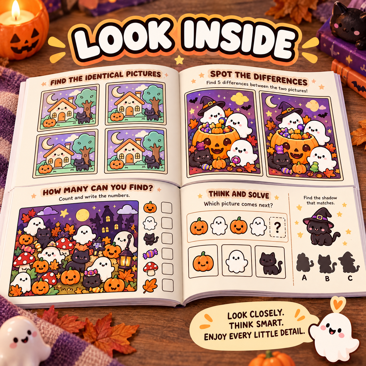 20 Games of Observation and Thinking  - Cozy Cutie Halloween Puzzles to Print and Play