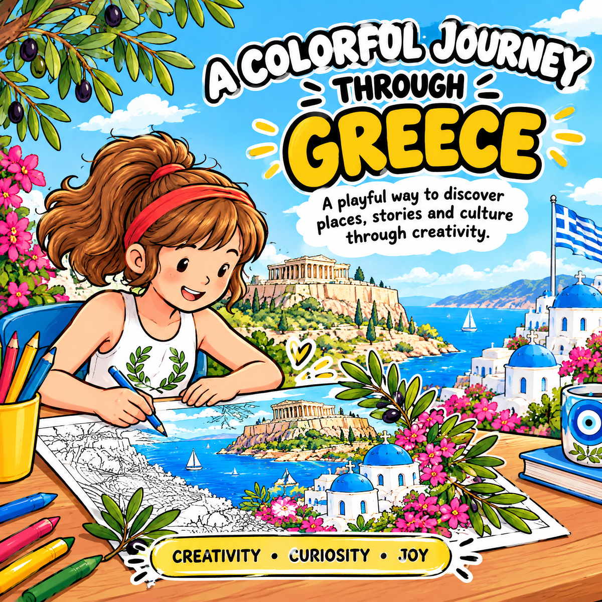 Dreamy Then Visit Greece — Coloring Book for Kids