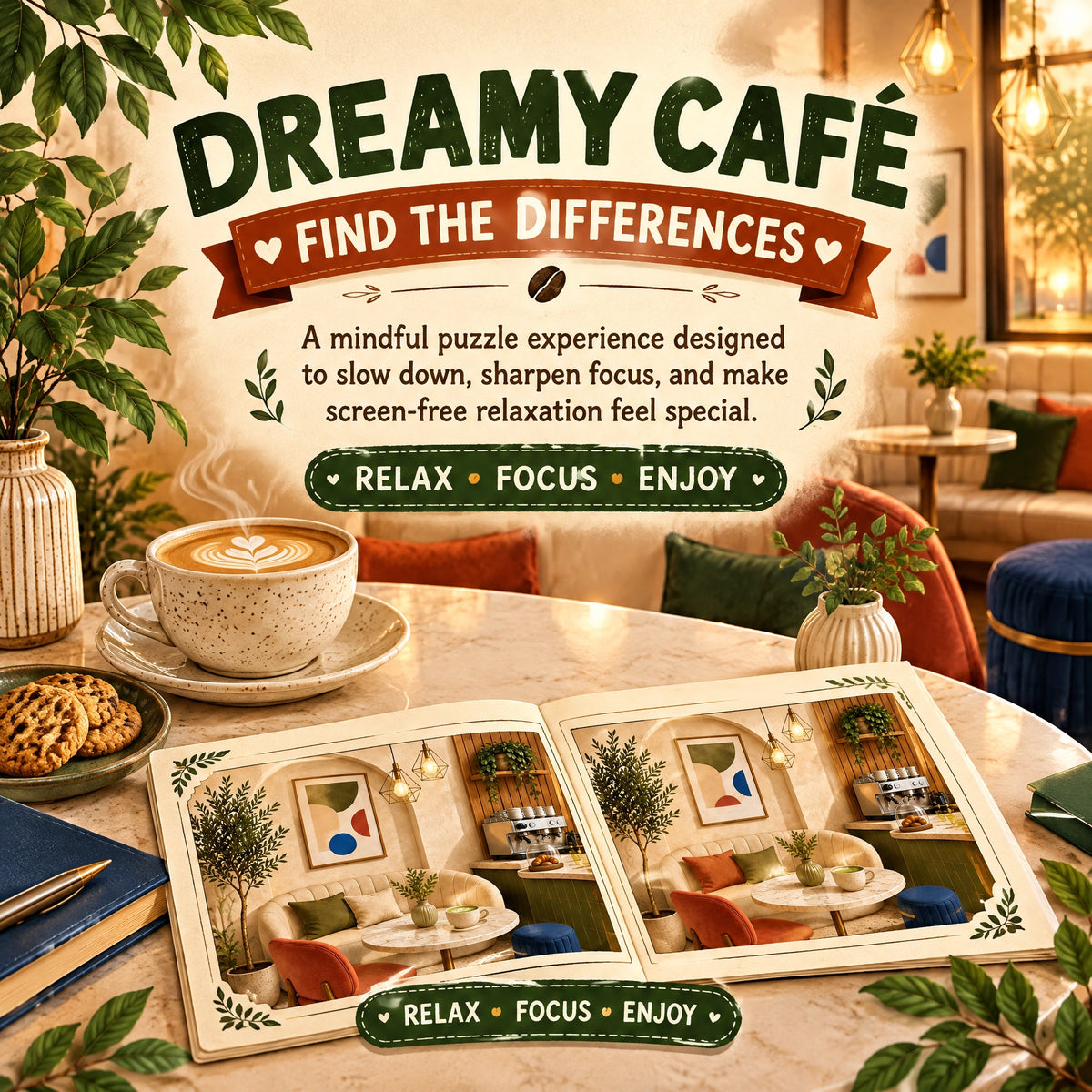 Find the Differences – Dreamy Café Edition Puzzle Book