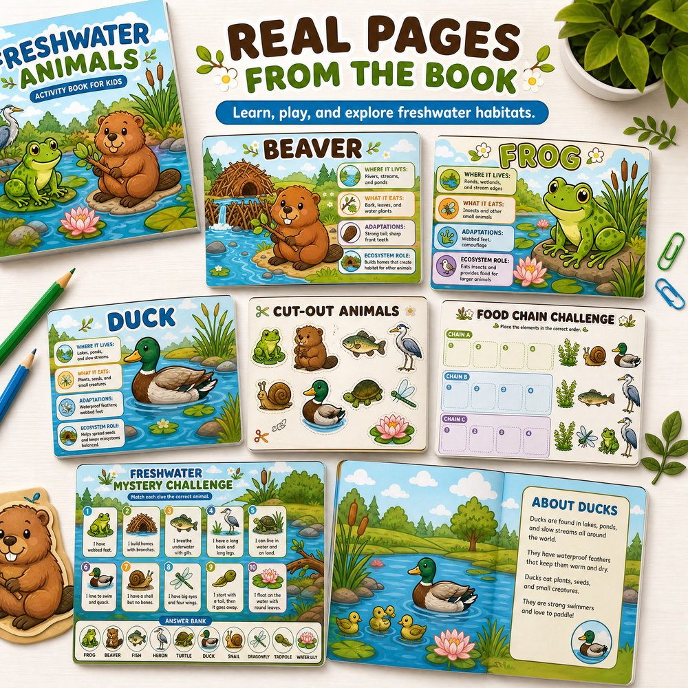 Freshwater Animals Educational Activity Book PDF