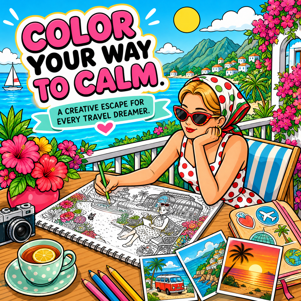 Dreamy Vacation Journey 65 Pages Coloring Book Printable PDF.pdf