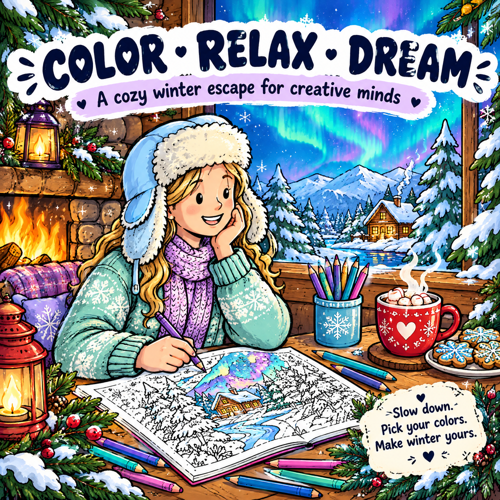 Dreamy Winter Season Coloring Book – 50 Printable Cozy Winter Pages