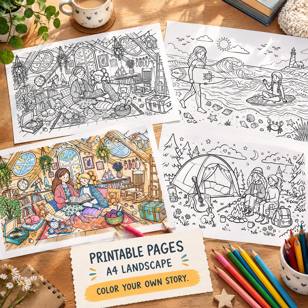 Dreamy Best Friends Printable Coloring Book – 50+ Cozy Coloring Page