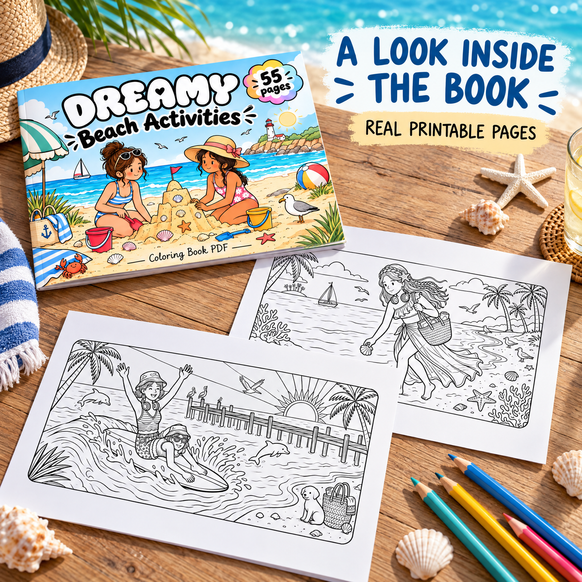 Dream Beach: Coloring and Activity Book
