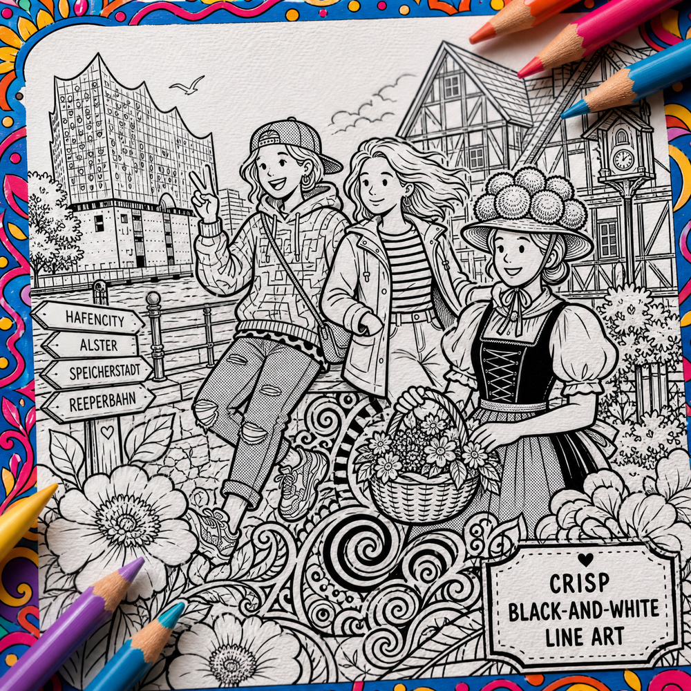 Dreamy Visit Germany: A Cozy Coloring Book for Adults &amp; Kids