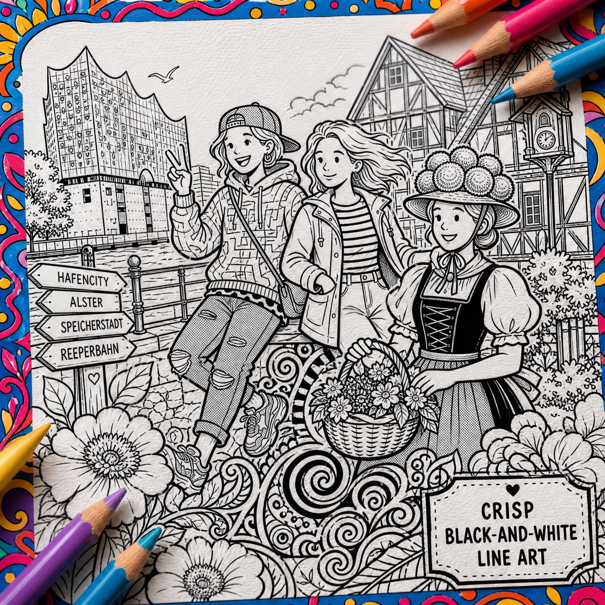 Dreamy Visit Germany: A Cozy Coloring Book for Adults &amp; Kids