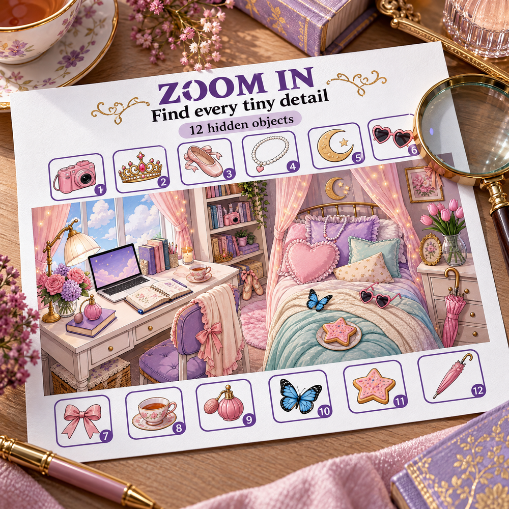 Find 12 Hidden Objects – Interactive Puzzle Game