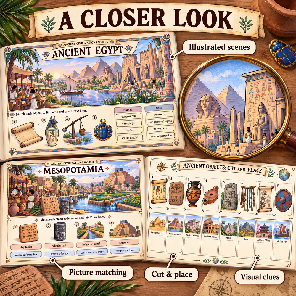 Ancient Civilizations World – Illustrated Activity Book