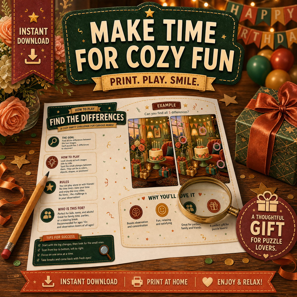 Find the Differences: Book of Games – Cozy Party Edition