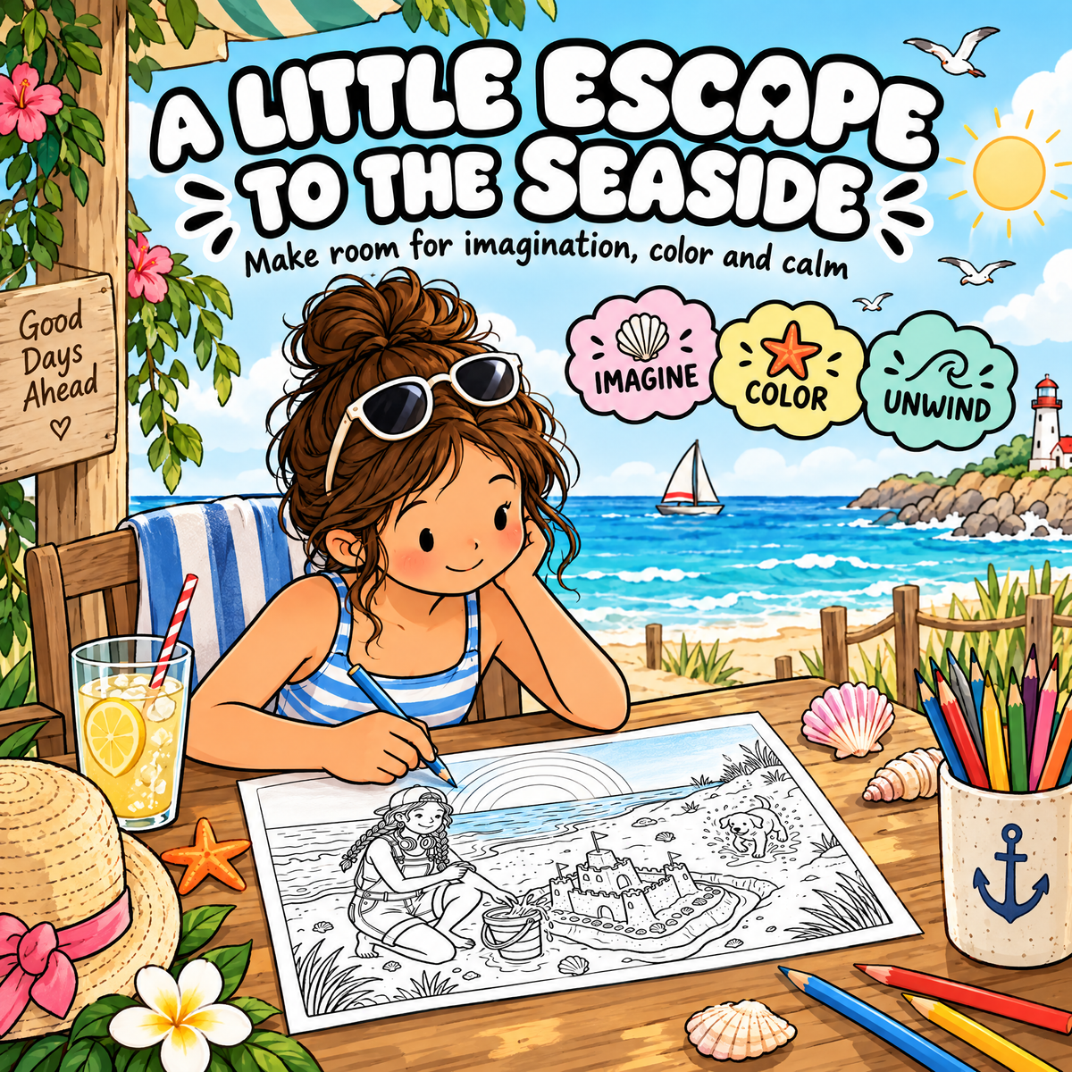 Dream Beach: Coloring and Activity Book