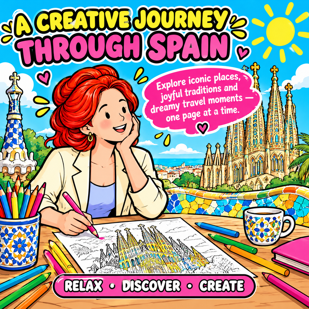 Visit Spain Dreamy – Colorful Spain Travel Coloring Book
