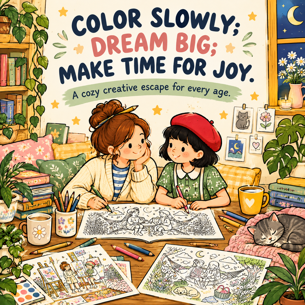 Dreamy Best Friends Printable Coloring Book – 50+ Cozy Coloring Page