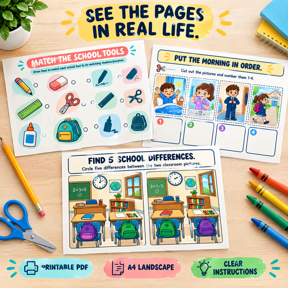 Children at School 30 Printable Learning Games for Kids Ages 5–10