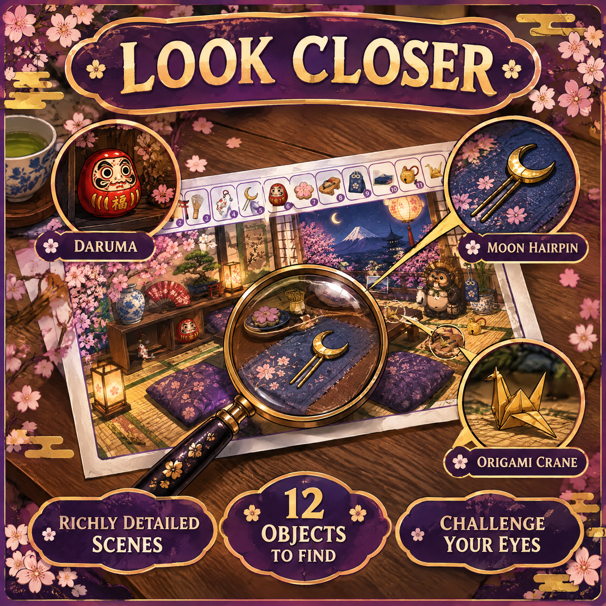 Find 12 Hidden Objects – Japan Edition Puzzle Book