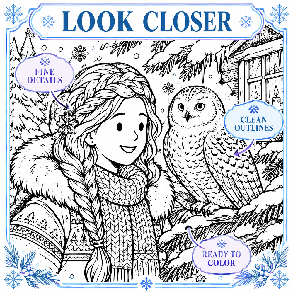 Dreamy Winter Season Coloring Book – 50 Printable Cozy Winter Pages