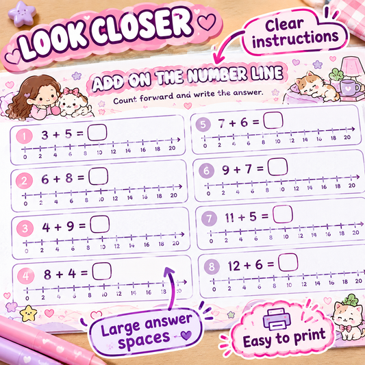 Cozy Animal Number Games – 30 Printable Math Activities for Kids Ages 4–7  A4 Landscape PDF  English Digital Product