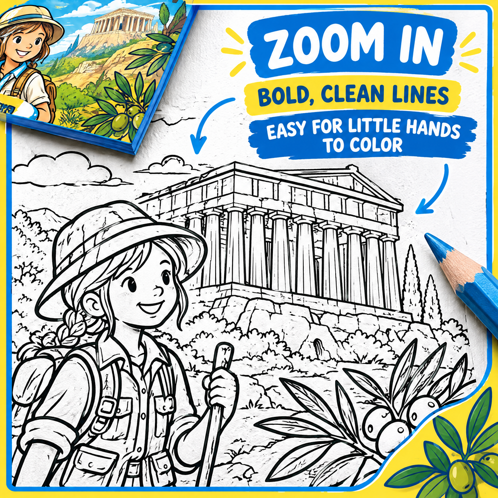 Dreamy Then Visit Greece — Coloring Book for Kids