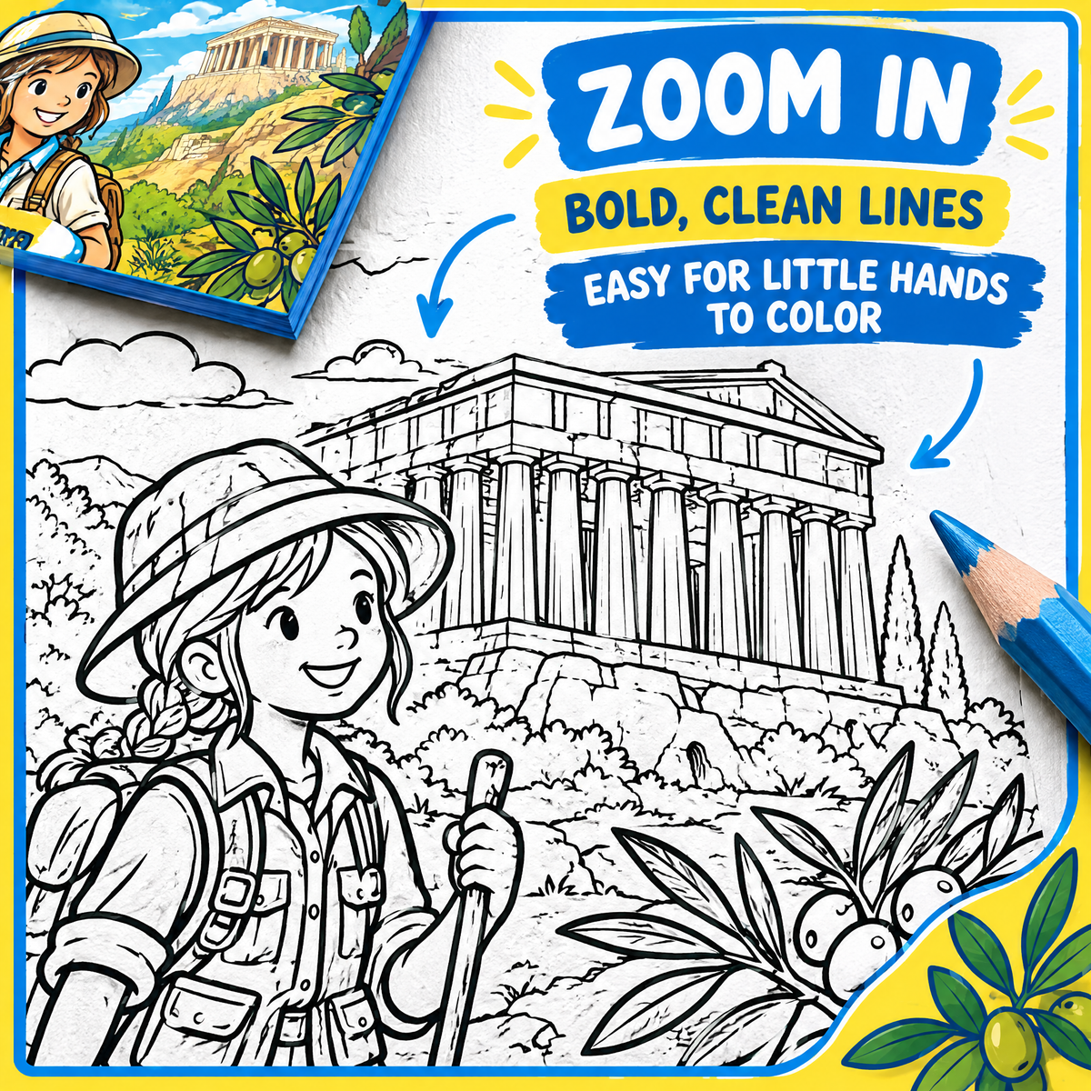 Dreamy Then Visit Greece — Coloring Book for Kids