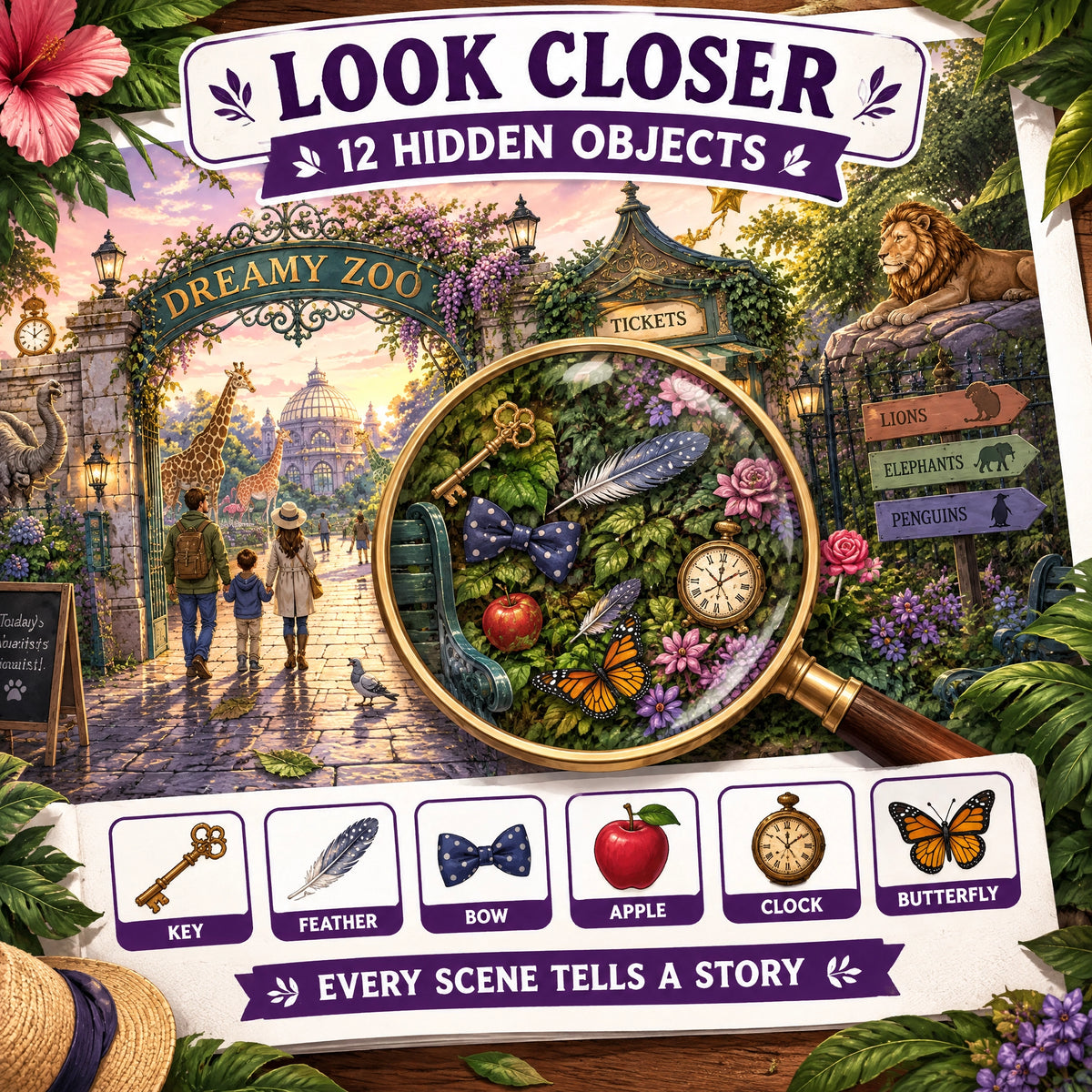 Dreamy Zoo – Find 12 Hidden Objects Activity Book