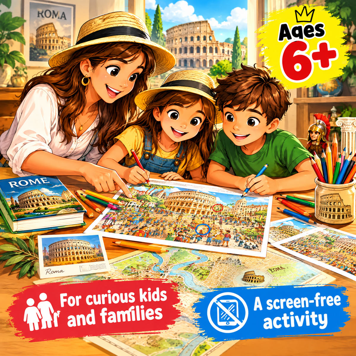 Explore Rome while searching for hidden anomalies - Printable PDF Activity Book