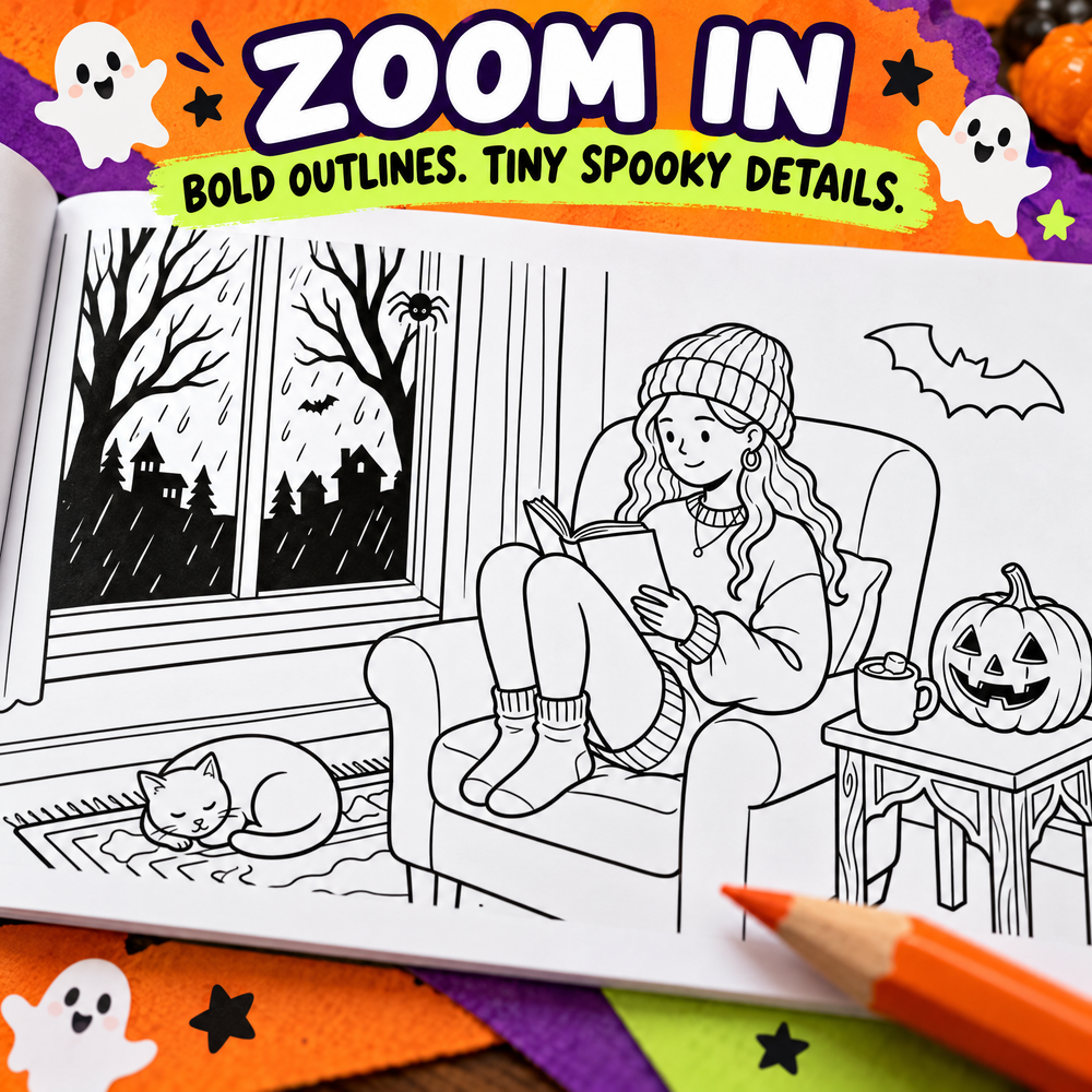 Dreamy Vibe Halloween Coloring Book PDF  Cozy Spooky Fun for Every Coloring Lover!
