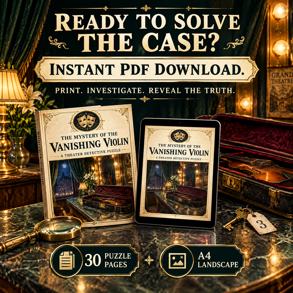 The Mystery of the Vanishing Violin — Printable Detective Puzzle Book
