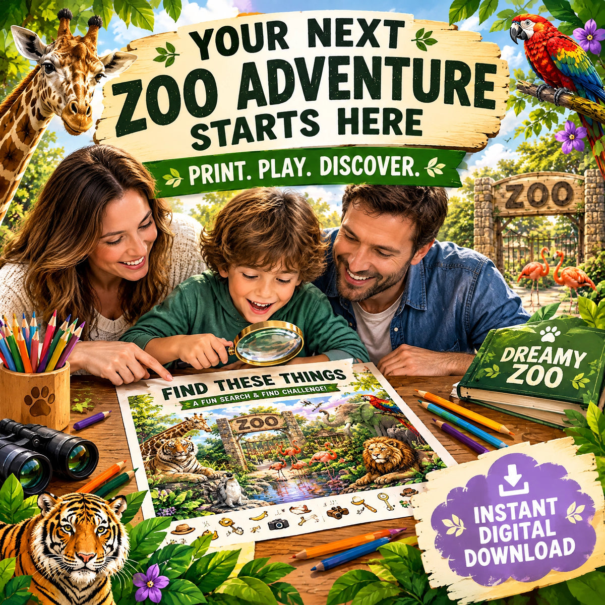 Dreamy Zoo – Find 12 Hidden Objects Activity Book